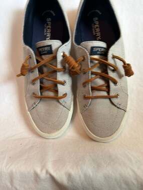 Women's Sperry Size 8Stone Colored Canvas Slip On Shoes